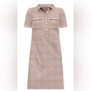 LOFT Petite plaid collared short sleeved dress